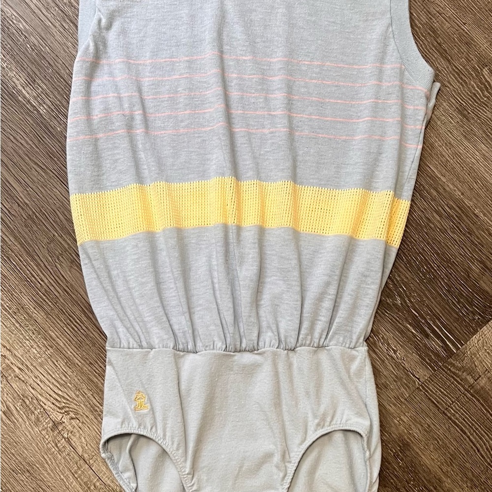 80’s Vintage Gray and Yellow Bodysuit One Piece